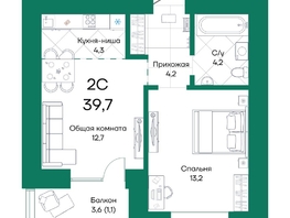Продается 2-комнатная квартира ЖК Широта, корпус 1, 39.7 м², 6371850 рублей