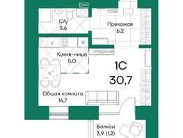 Продается Студия ЖК Широта, корпус 2, 30.7  м², 5068570 рублей