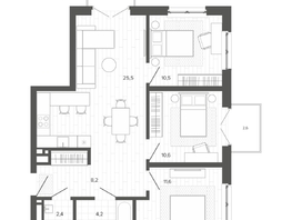 Продается 4-комнатная квартира ЖК Вышка, корпус 3, 78.29  м², 13592000 рублей