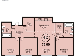 Продается 4-комнатная квартира ЖК Адалин на Южном, дом 15 корпус 7, 79.86 м², 7986000 рублей