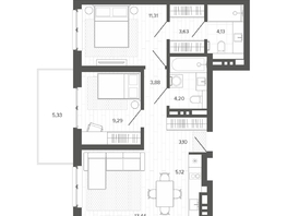 Продается 3-комнатная квартира ЖК Меланж, 63.43 м², 10748000 рублей