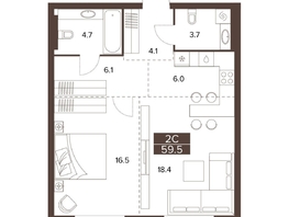 Продается 2-комнатная квартира ЖК Сахаров Парк, 59.5  м², 18723758 рублей