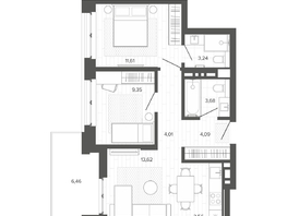Продается 3-комнатная квартира ЖК Меланж, 59.62 м², 10147000 рублей