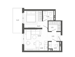 Продается 2-комнатная квартира ЖК Меланж, 44.77  м&sup2;, 7546000 рублей