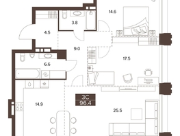 Продается 3-комнатная квартира ЖК Сахаров Парк, 96.4  м&sup2;, 37272770 рублей