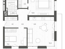 Продается 3-комнатная квартира ЖК Вышка, корпус 1, 82.83  м&sup2;, 13142000 рублей