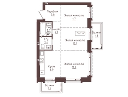 Продается 3-комнатная квартира ЖК Империал, 56.7  м&sup2;, 9695700 рублей