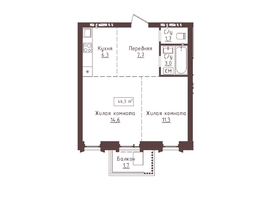 Продается 2-комнатная квартира ЖК Империал, 46.3  м&sup2;, 8334000 рублей
