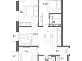 Продается 4-комнатная квартира ЖК Вышка, корпус 1, 84.29  м&sup2;, 14680000 рублей