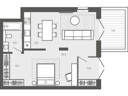 Продается Студия ЖК Вышка, корпус 3, 59.14  м&sup2;, 11828000 рублей