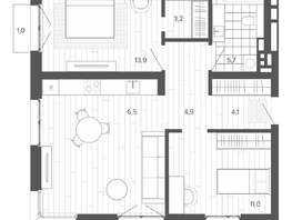 Продается 3-комнатная квартира ЖК Вышка, корпус 1, 67.17  м&sup2;, 12399340 рублей