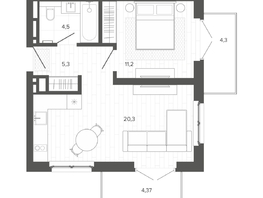 Продается 2-комнатная квартира ЖК Вышка, корпус 3, 49.97  м&sup2;, 8803000 рублей