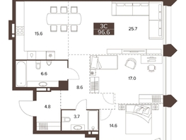 Продается 3-комнатная квартира ЖК Сахаров Парк, 96.6  м&sup2;, 35001754 рублей