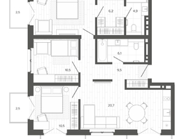 Продается 3-комнатная квартира ЖК Вышка, корпус 3, 95.85  м&sup2;, 15851700 рублей