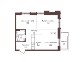 Продается 3-комнатная квартира ЖК Империал, 56.9  м&sup2;, 10242000 рублей
