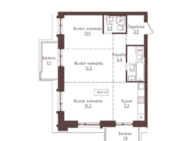 Продается 3-комнатная квартира ЖК Империал, 66.9  м&sup2;, 11841300 рублей