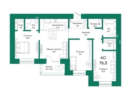 Продается 4-комнатная квартира ЖК Широта, корпус 1, 76.3  м&sup2;, 11613330 рублей