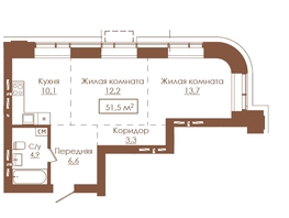 Продается 2-комнатная квартира ЖК Аура, 51.5  м&sup2;, 8034000 рублей