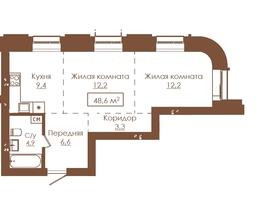 Продается 2-комнатная квартира ЖК Аура, 48.6  м&sup2;, 7435800 рублей