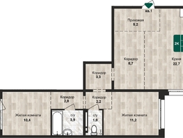 Продается 2-комнатная квартира ЖК Камчатка, корпус 1, 74.1  м&sup2;, 9300000 рублей