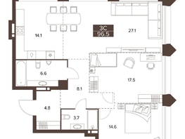 Продается 3-комнатная квартира ЖК Сахаров Парк, 96.5  м&sup2;, 41522883 рублей