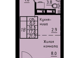 Продается 1-комнатная квартира ЖК Зеленые кварталы, 4 очередь, 17.8  м&sup2;, 2937000 рублей