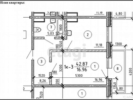 1-комнатная квартира, 42.9 м², 18/20 этаж