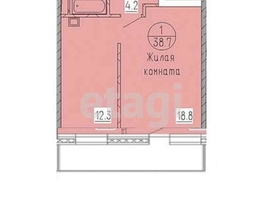 1-комнатная квартира, 41 м², 8/16 этаж