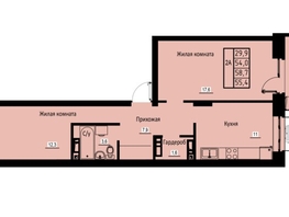Продается 2-комнатная квартира ЖК Зеленые кварталы, 3 оч, корпус 2, 55.4 м², 8365400 рублей