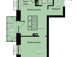 Продается 2-комнатная квартира ЖК Зеленые кварталы, 3 оч, корпус 2, 41.4 м², 6458400 рублей