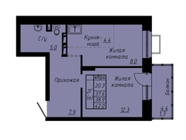 Продается 2-комнатная квартира ЖК Зеленые кварталы, 3 оч, корпус 3, 38.9  м², 6262900 рублей