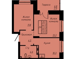 Продается 2-комнатная квартира ЖК Зеленые кварталы, 3 оч, корпус 3, 46.5 м², 7021500 рублей