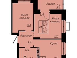 Продается 2-комнатная квартира ЖК Зеленые кварталы, 3 оч, корпус 3, 47.1 м², 7159200 рублей