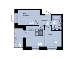 Продается 2-комнатная квартира ЖК Зеленые кварталы, 3 оч, корпус 4, 45.4 м², 6628400 рублей