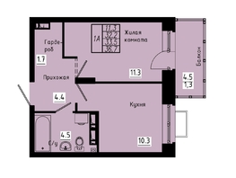 Продается 1-комнатная квартира ЖК Зеленые кварталы, 3 оч, корпус 4, 33.5  м², 4790500 рублей