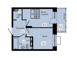 Продается 1-комнатная квартира ЖК Зеленые кварталы, 3 оч, корпус 4, 33.5 м², 4857500 рублей