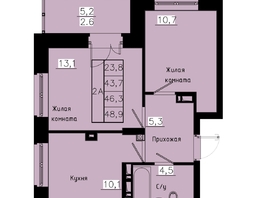 Продается 2-комнатная квартира ЖК Зеленые кварталы, 4 очередь, 46.3 м², 6806100 рублей