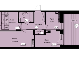 Продается 3-комнатная квартира ЖК Зеленые кварталы, 4 очередь, 66.3 м², 9083100 рублей