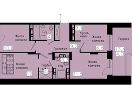 Продается 4-комнатная квартира ЖК Зеленые кварталы, 4 очередь, 69.8 м², 9492800 рублей