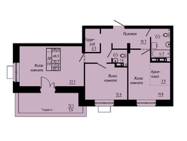 Продается 3-комнатная квартира ЖК Зеленые кварталы, 4 очередь, 73.9  м&sup2;, 9976500 рублей
