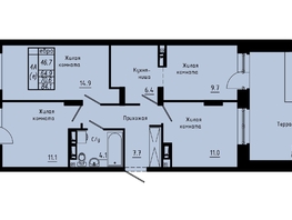 Продается 4-комнатная квартира ЖК Зеленые кварталы, 4 очередь, 70.6  м&sup2;, 9672200 рублей