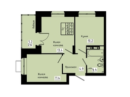 Продается 2-комнатная квартира ЖК Зеленые кварталы, 3 оч, корпус 4, 46.9  м&sup2;, 7269500 рублей