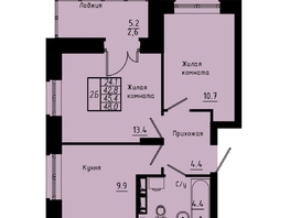 Продается 2-комнатная квартира ЖК Зеленые кварталы, 4 очередь, 45.4  м&sup2;, 6991600 рублей