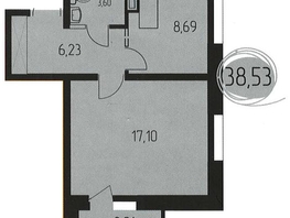 1-комнатная квартира, 38.5 м², 11/16 этаж