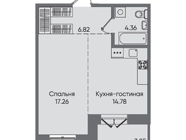 Продается 1-комнатная квартира НОВЫЕ ГОРИЗОНТЫ НА ПУШКИНА, д.3, 47.07 м², 5648400 рублей
