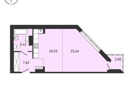 Продается 1-комнатная квартира ЖК Суворов, 53.74  м², 7453700 рублей