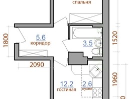 Продается 2-комнатная квартира ЖК Первый Ленинский квартал, дом 3, 44.2  м², 4839900 рублей