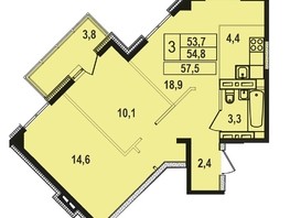 Продается 3-комнатная квартира ЖК Первый Ленинский квартал, дом 5, 57.8  м², 6011200 рублей