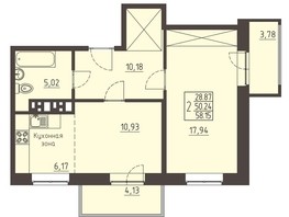 Продается 2-комнатная квартира ЖК Очаг, блок-секция 8, 58.15  м², 8650000 рублей
