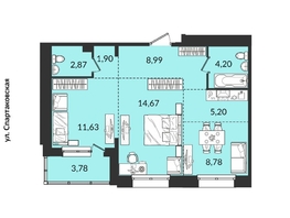 Продается 3-комнатная квартира ЖК Источник, дом 2, 57.98  м², 9739497 рублей